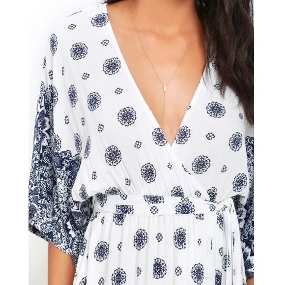 South of France Blue and Ivory Print Maxi Dress - Picture 7 of 12